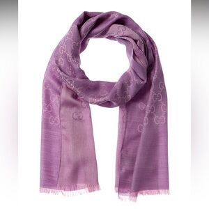 NWT Gucci Giant GG Monogram Scarf in Lilac Purple/Pink